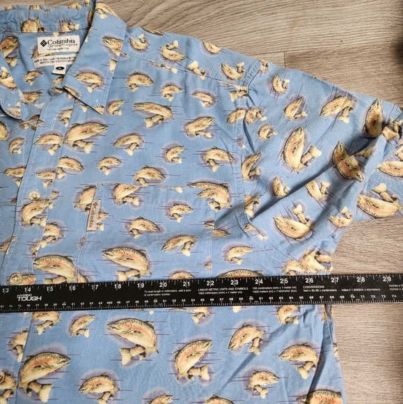 Columbia Blue Vintage Shirt XL Button Down Fisherman Fish Outdoor Wear Oversized - Picture 6 of 10